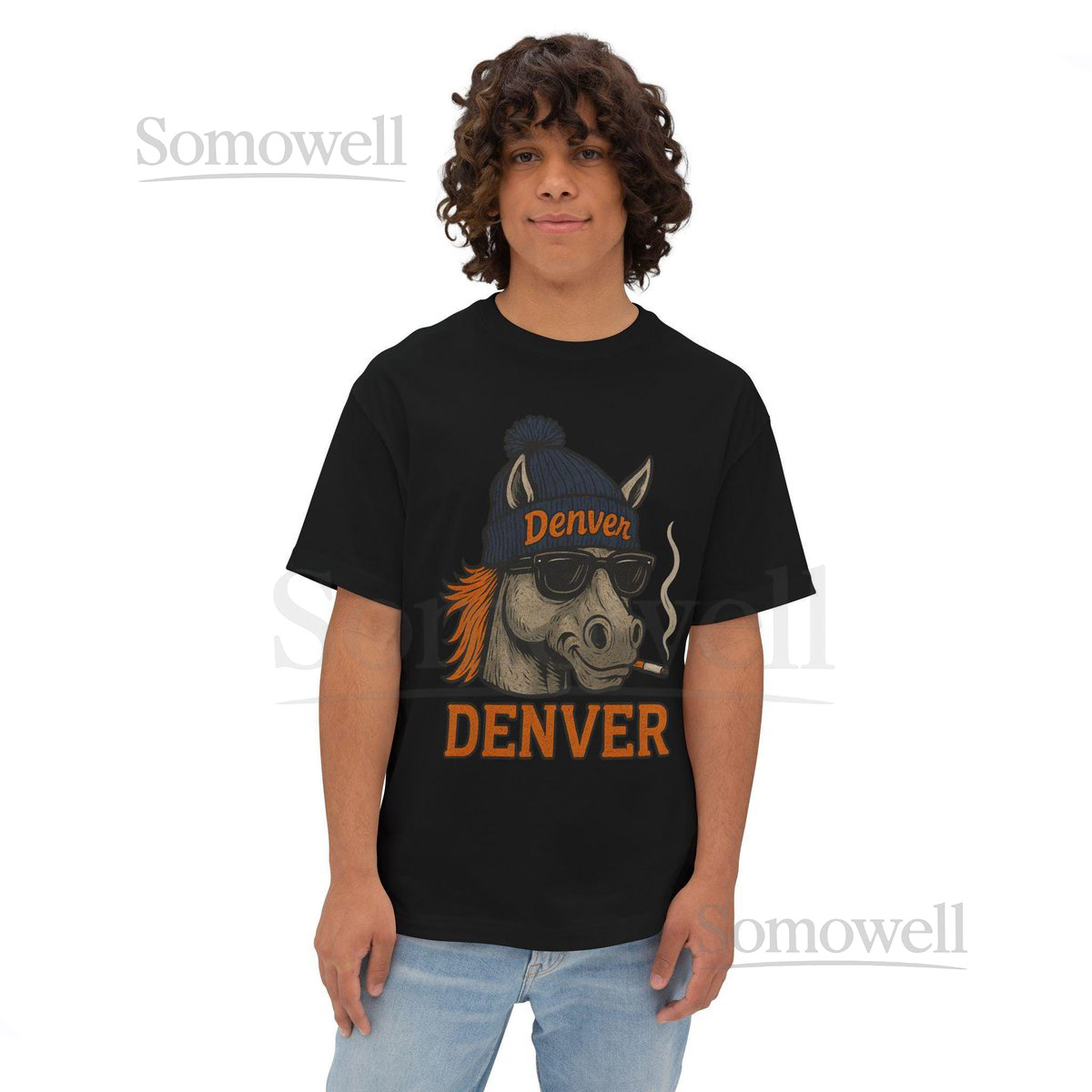 Denver Bronco Cigarette Shirt Vintage Distressed Denver Football Tee Unisex Oversized Boxy Tee_292