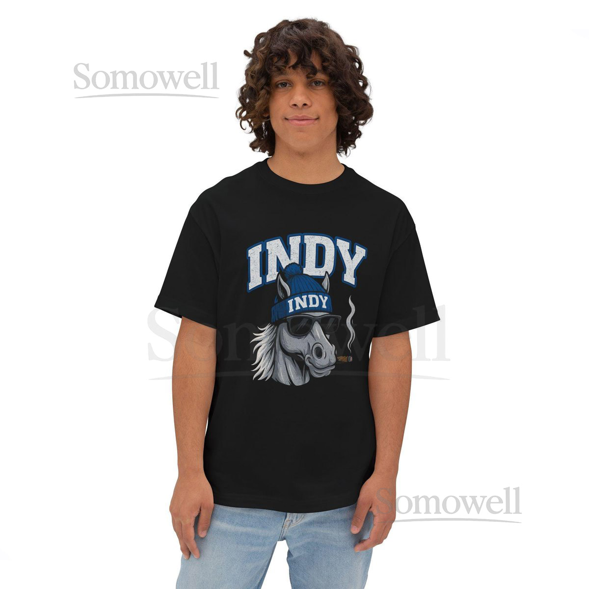 INDY Cigar Mascot Shirt Vintage Distressed Indianapolis Colts Tee Unisex Oversized Bo_557