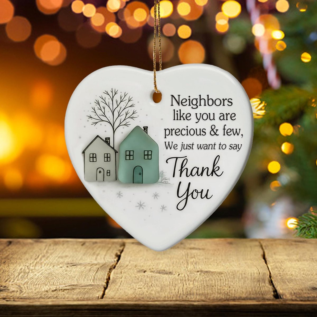 Thank You Neighbors Heart Ornament 2025 Sea Glass Appreciation Gift Christmas Keepsake for Neighbor We just say Thank You