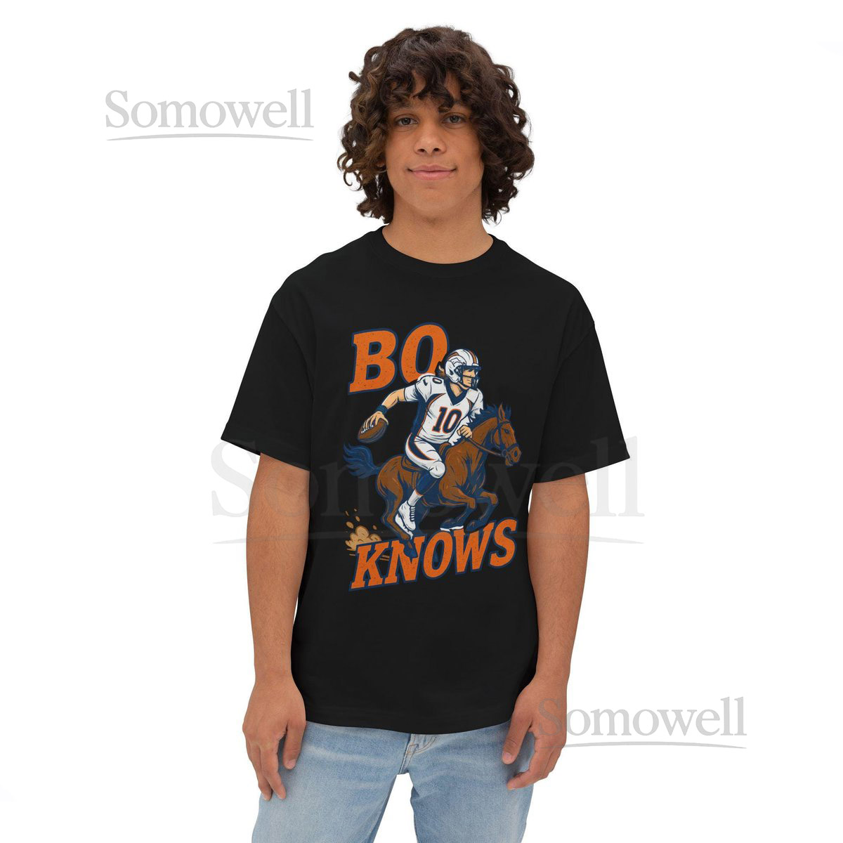 Bo Nix Bronco Riding Unisex Tee Vintage Denver Broncos Shirt Oversized Box Tee Gift for Broncos Fans Bo Nix Tee Shirt_20