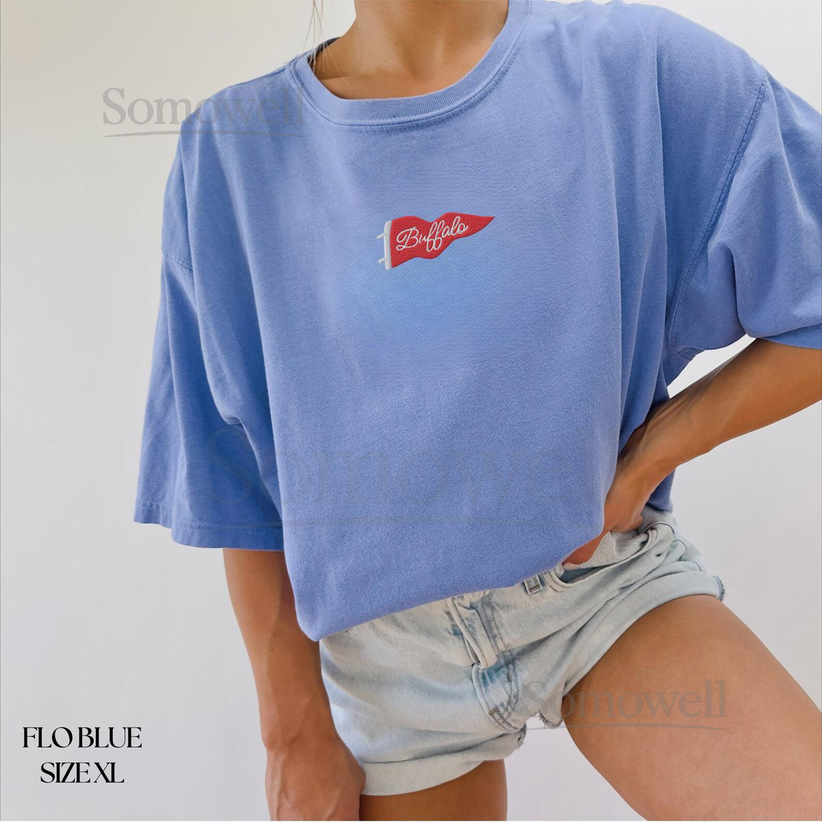 Buffalo Pennant Embroidered Comfort Colors T-Shirt Vintage Style Tee Gift for Buffalo Fan Embroidery Football Shirt Tailgating Shirt_10