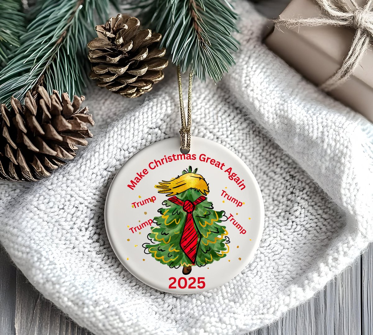 Trump Ceramic Christmas Ornament Make Christmas Great Again 2025