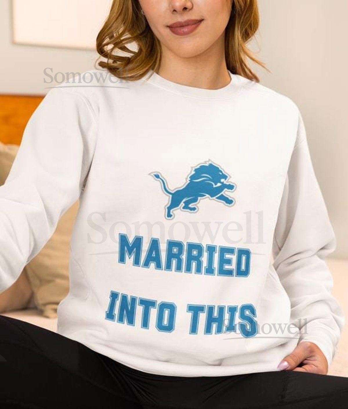 Detroit Lions 'Married Into This' Crewneck Sweatshirt NFL Fan Apparel_194