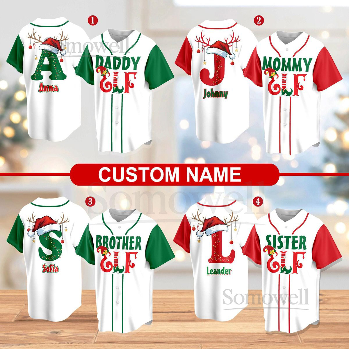 Personalized Family ELF Name And Number Baseball Jersey Custom Christmas Baseball Jersey Christmas Elf Jersey Gift For Family Matching_090