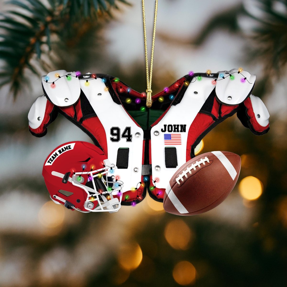 Personalized Football Ornament 2025 Acrylic Shoulder Pad Helmet