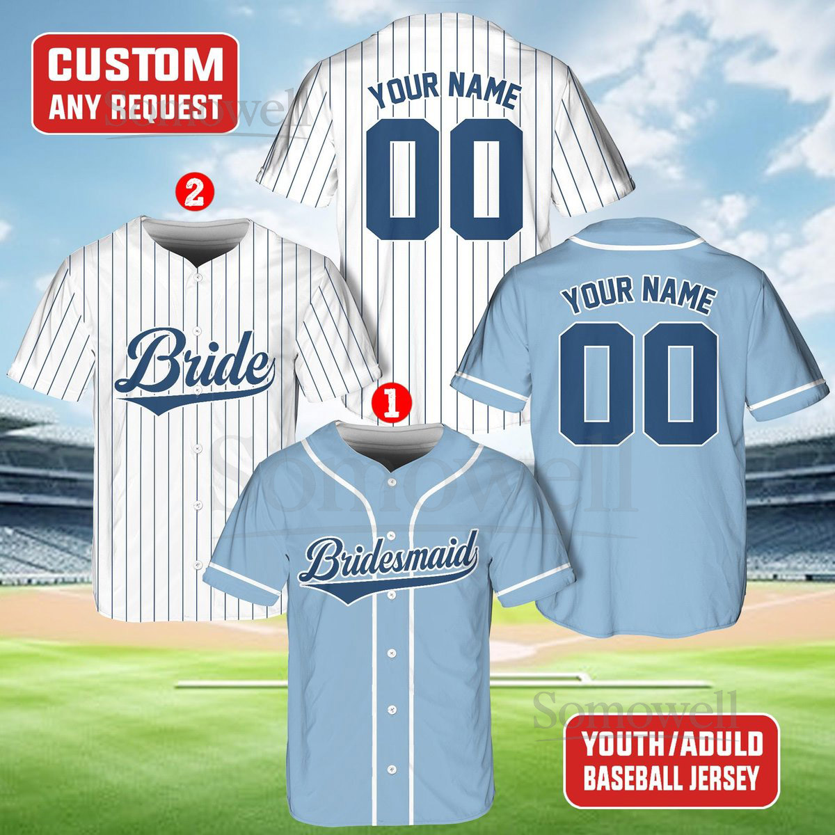 Personalized Bride and Bridesmaid Baseball Jerseys Wedding Party Matching Shirts Bridal Shower Team Bride Outfits Custom Wedding Gift_047