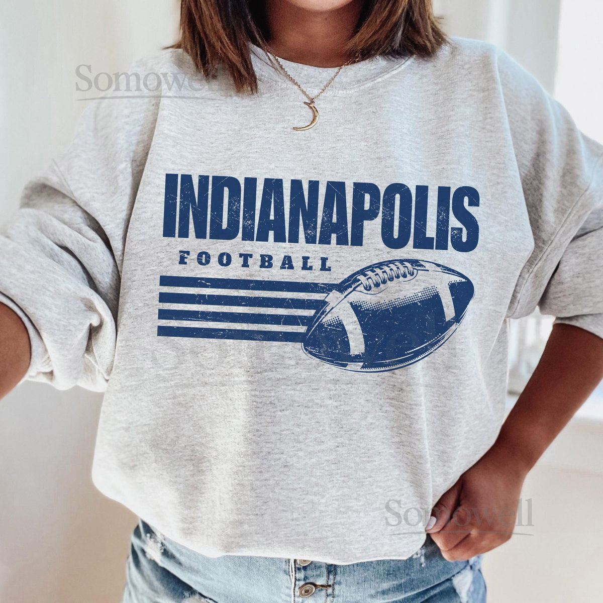 Vintage Indianapolis Football Crewneck Sweatshirt Retro Game Day Style Colt Footbal_994