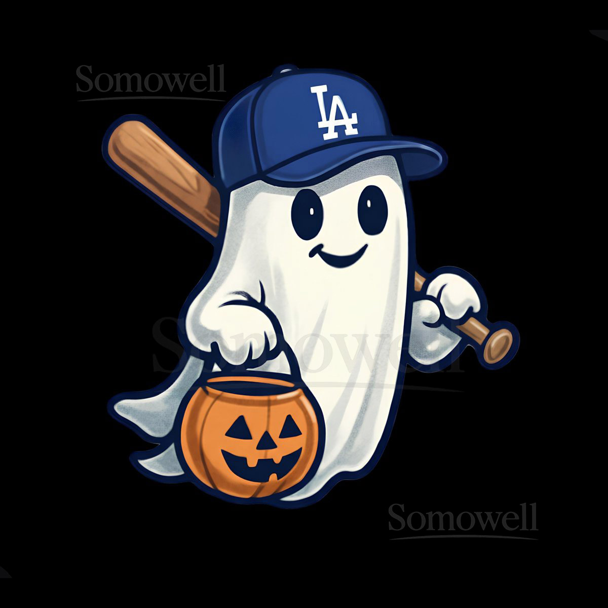 Dodgers Halloween Ghost T-Shirt Spooky Baseball Tee_323