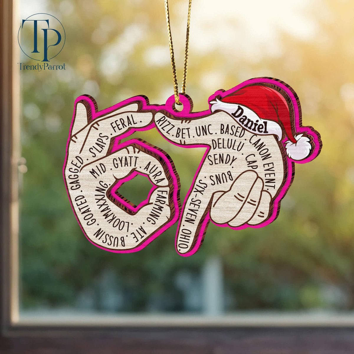 Custom Six Seven Wooden 2 Layerd Ornament 7 Six Seven Ornament Teen Slang Ornament Funny Gift for Teen Middle School Slang Ornament