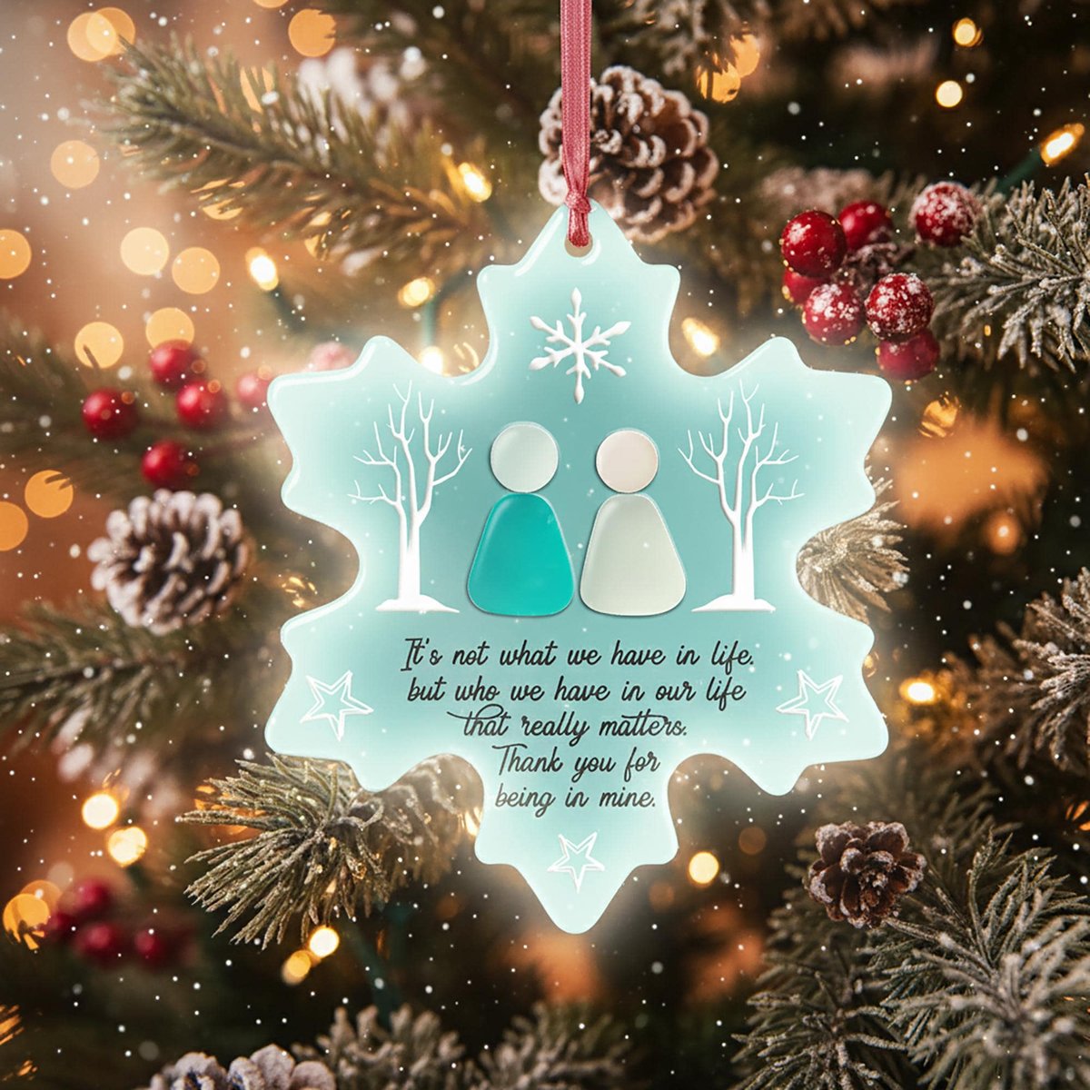 Snowflake Sea Glass Friendship Ornament Friend Christmas Gift Personalized Acrylic 2 Layer Snowflake Keepsake Holiday Tree Decor 2025