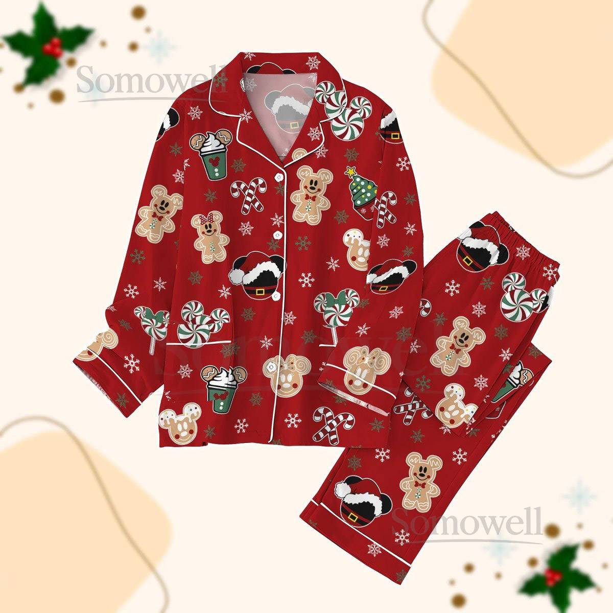 Disney Gingerbread Christmas Pajamas Set Mickey Minnie Gingerbread Pajamas Women Sleepwear Disney Matching Family Pajamas Xmas Gift_25