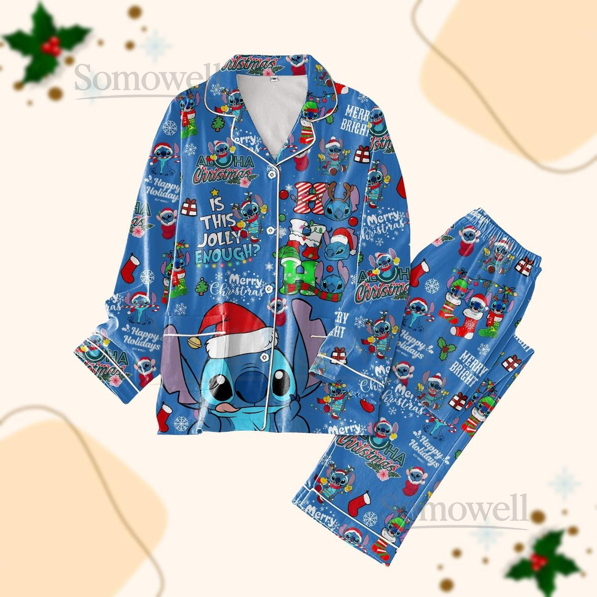 Lilo And Stitch Christmas Pajamas Set Stitch Ho Ho Ho Pajama Women Cartoon Movie Sleepwear Disney Matching Family Pajamas Xmas Gift_42