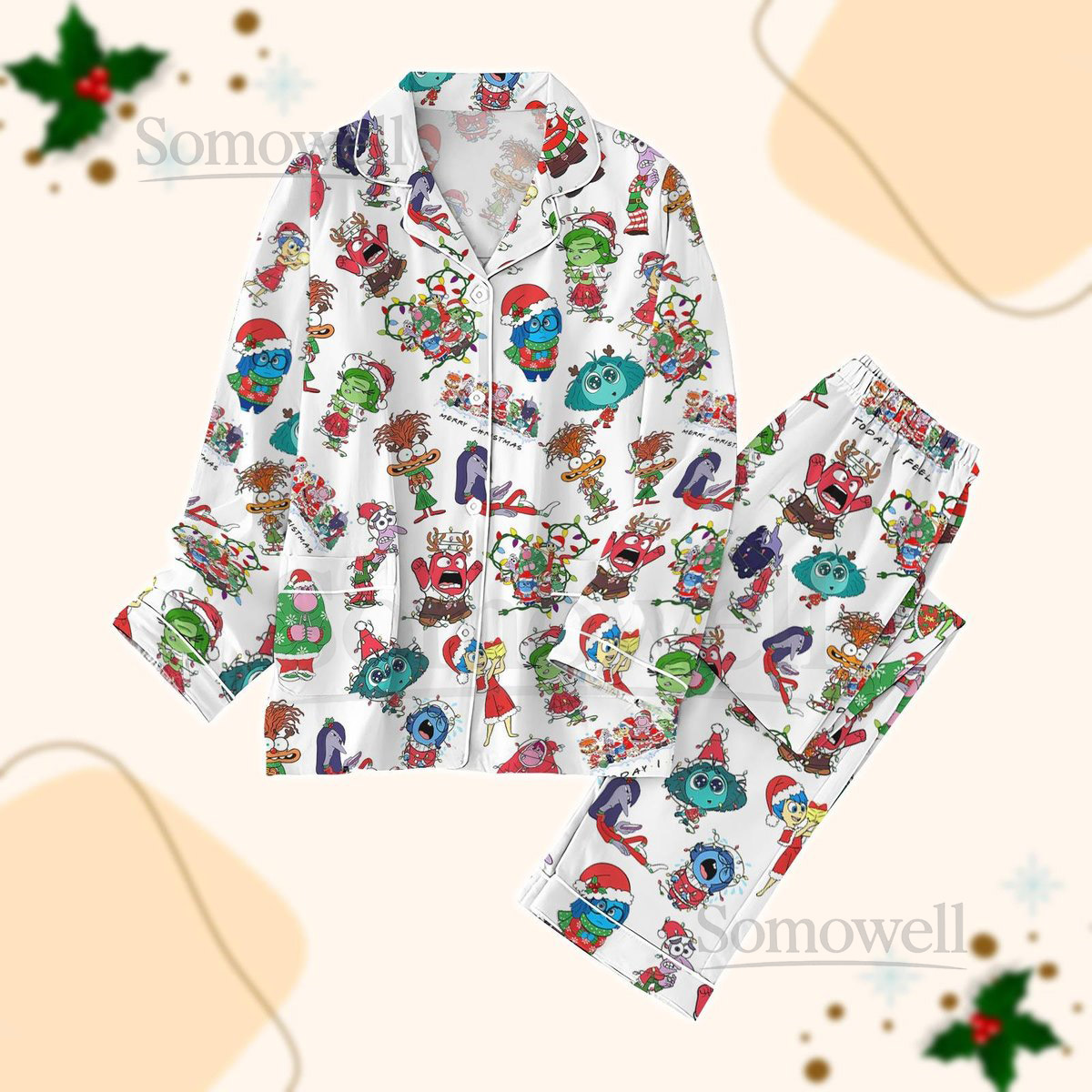 Inside Out Movie Characters Christmas Pajamas Set Pajamas Women Cartoon Movie Sleepwear Disney Matching Family Pajamas Xmas Gifts_38
