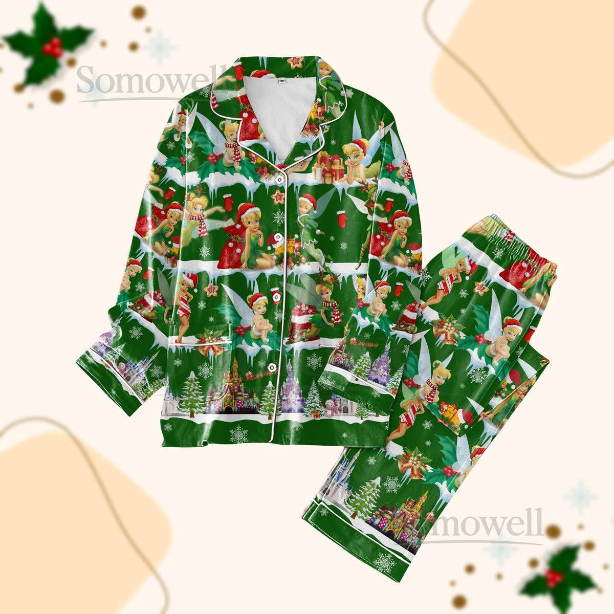 Tinker Bell Christmas Pajamas Set Disney Princess Pajamas Women Neverland Shirt Sleepwear Disney Matching Family Pajamas Xmas Gift_59