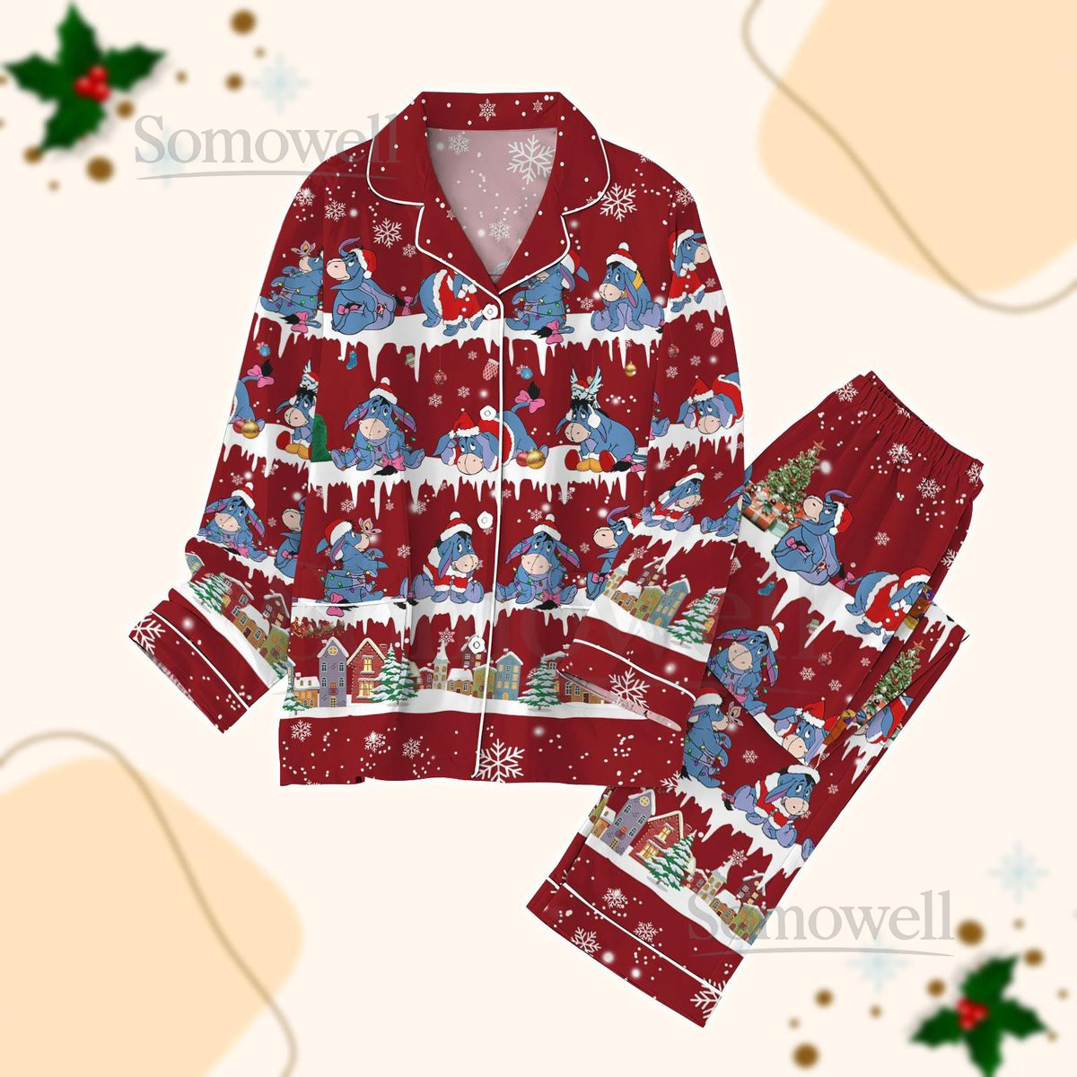 Disney Eeyore Christmas Pajamas Set Winnie The Pooh Pajamas Women Cartoon Movie Sleepwear Disney Matching Family Pajamas Xmas Gifts_23