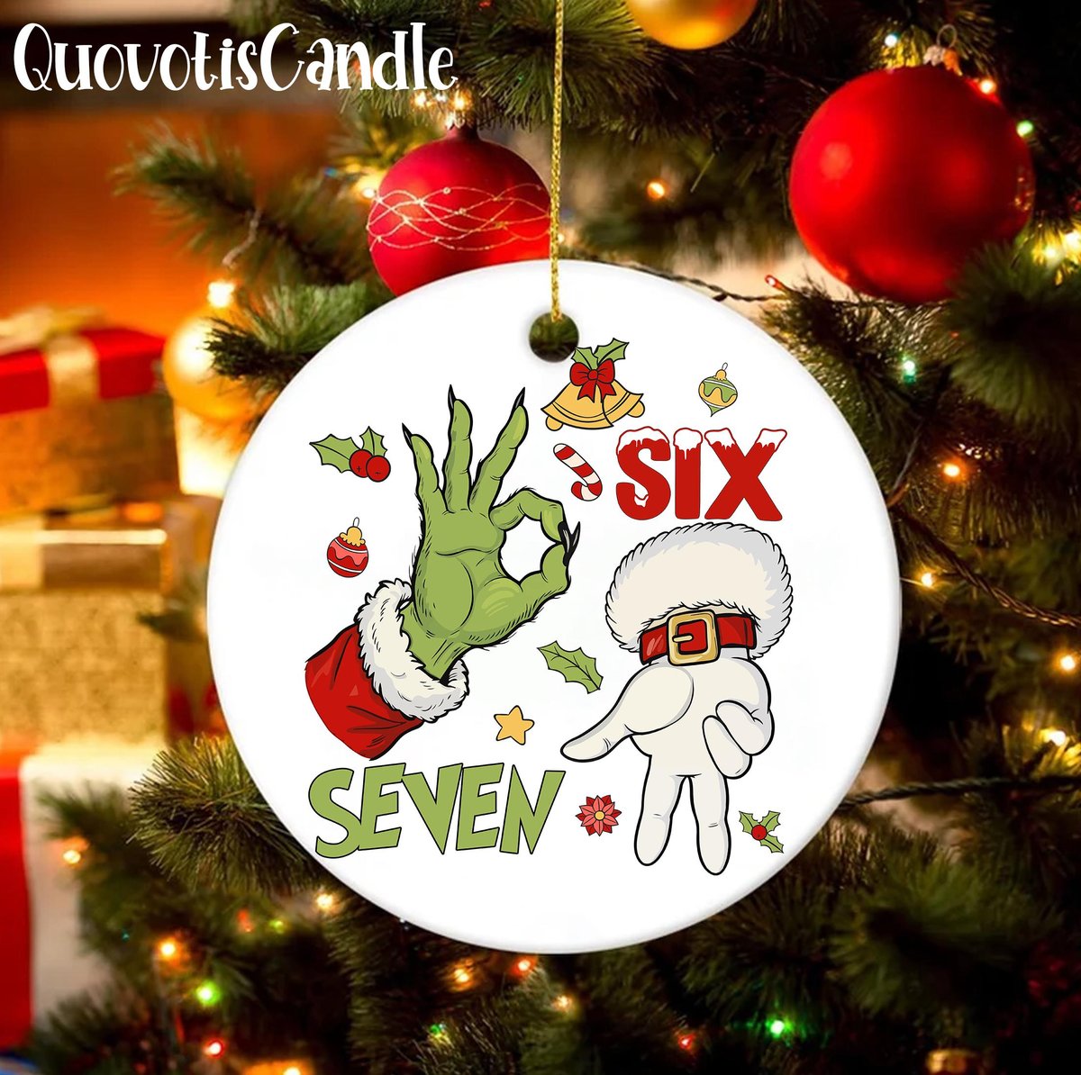 Six Seven 67 2025 Brainrot Meme Christmas Ornament Funny Gen Z Alpha Xmas Gift