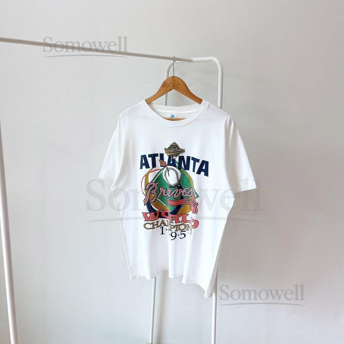 Vintage 1990s Atlanta Braves MLB vintage Belton USA white t-shirt L_865