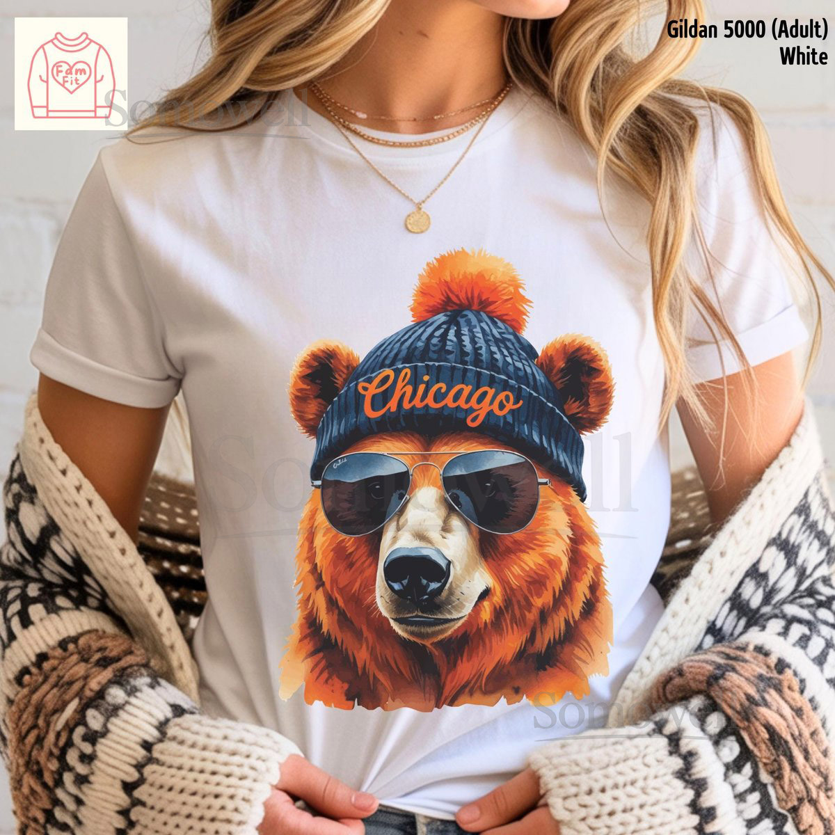 Chicago Football Tee Bear Gameday Shirt Bear Family Matching FamFit02-14_470