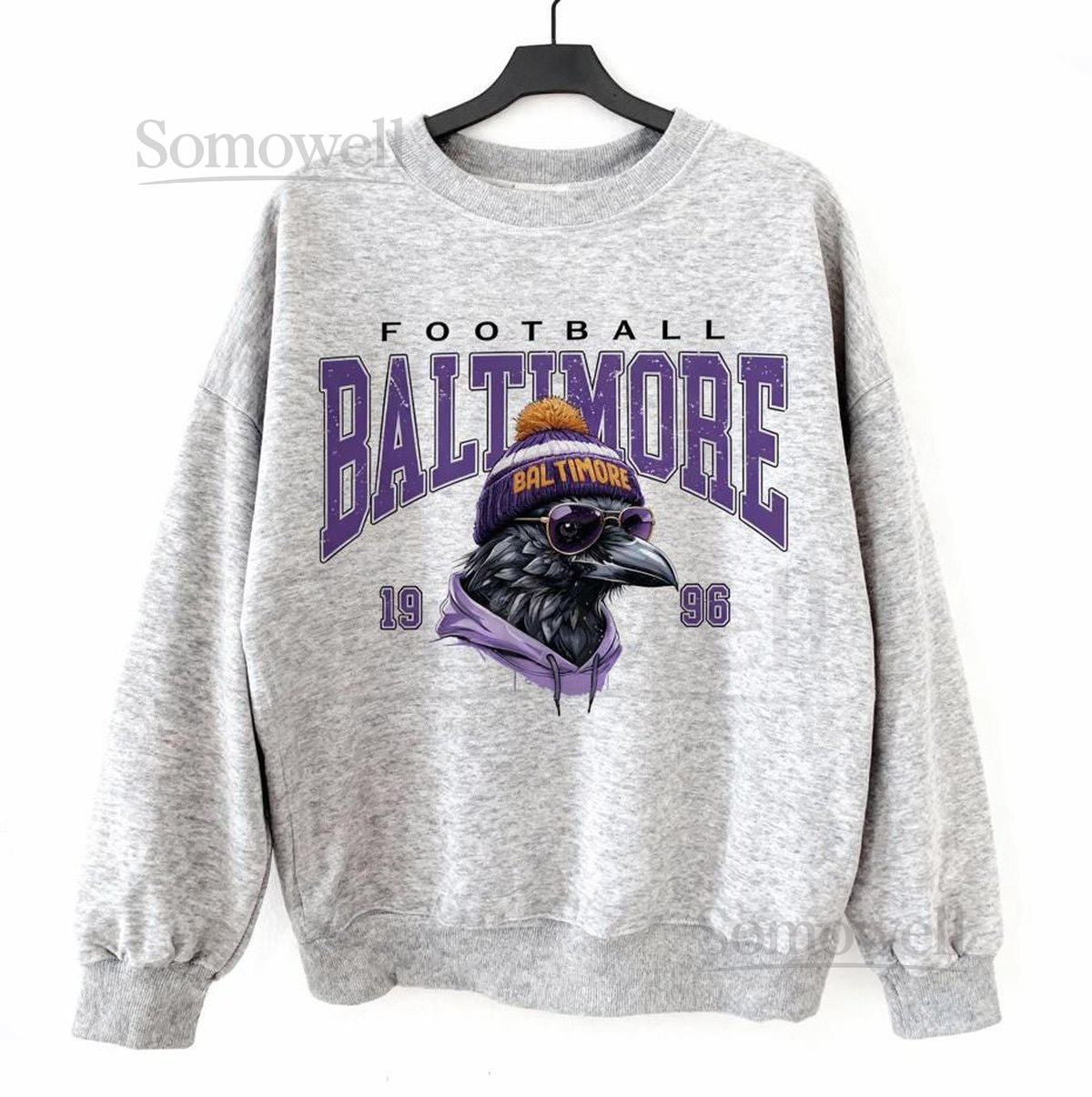 Vintage Baltimore Football Unisex Shirts Retro Raven Football Gameday T-Shirt Football Game Day Crewneck Sweatshirt_987