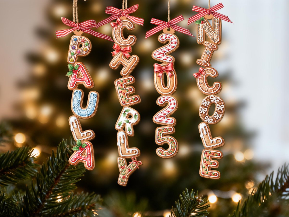 Custom Gingerbread Alphabet Ornament Kids Name Ornament Christmas Tag for Stockings Kids Christmas Gifts Christmas Ornaments for Family_4384552752
