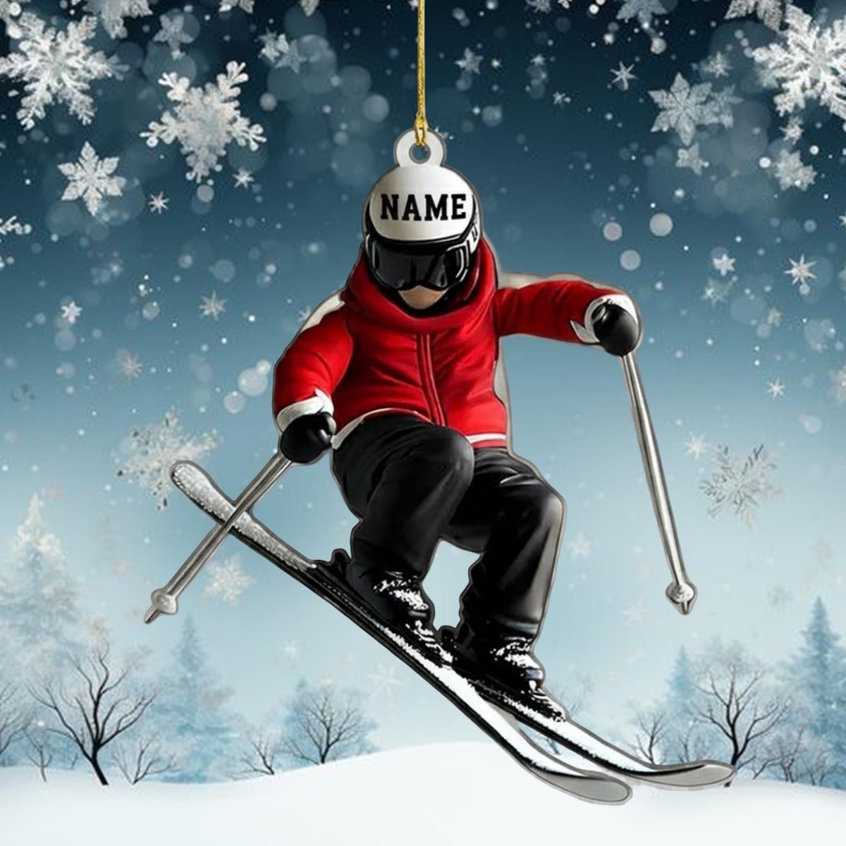 Personalized Skiing Ornament Acrylic Ski Lift Couple Gift Custom Ski Player Christmas Ornament Skiing Lover Family Gift