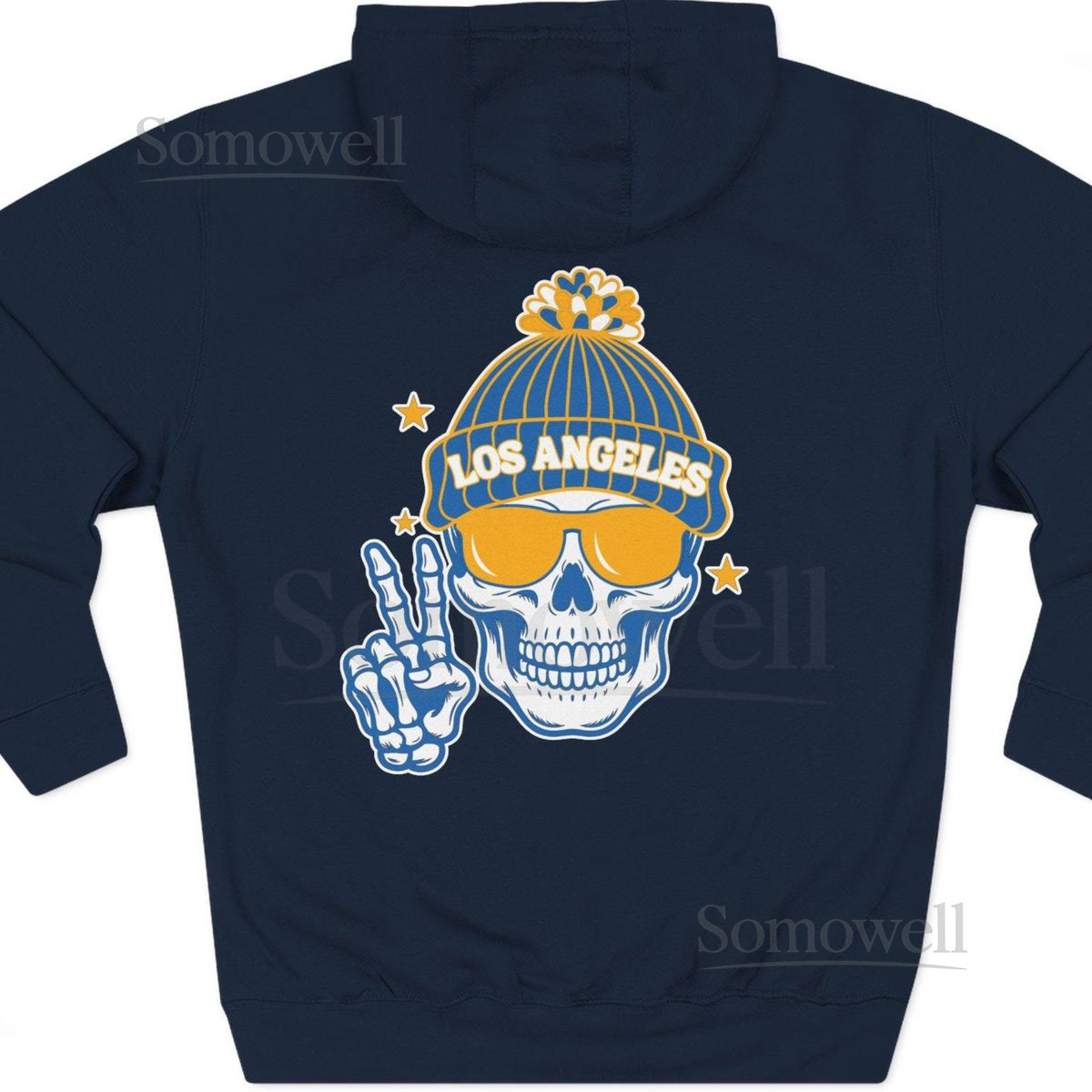 Los Angeles Hoodie Trendy Football Fan Gift Skeleton With Beanie Hat Graphic Hoodie_571