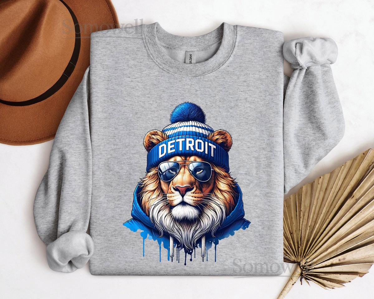 Detroit Football Sweatshirt Vintage Lions Crewneck Game Day Shirt Detroit Fan Apparel Retro Lion Hoodie Michigan Football Gift Top_149