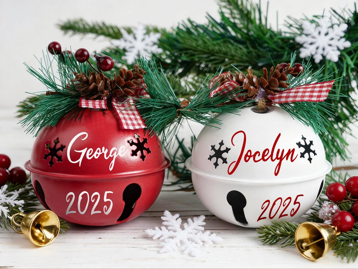 Personalized 2025 Christmas Bell OrnamentsChristmas Jingle BellCustom Christmas pine cone bell OrnamentsChristmas DecorChristmas Gifts