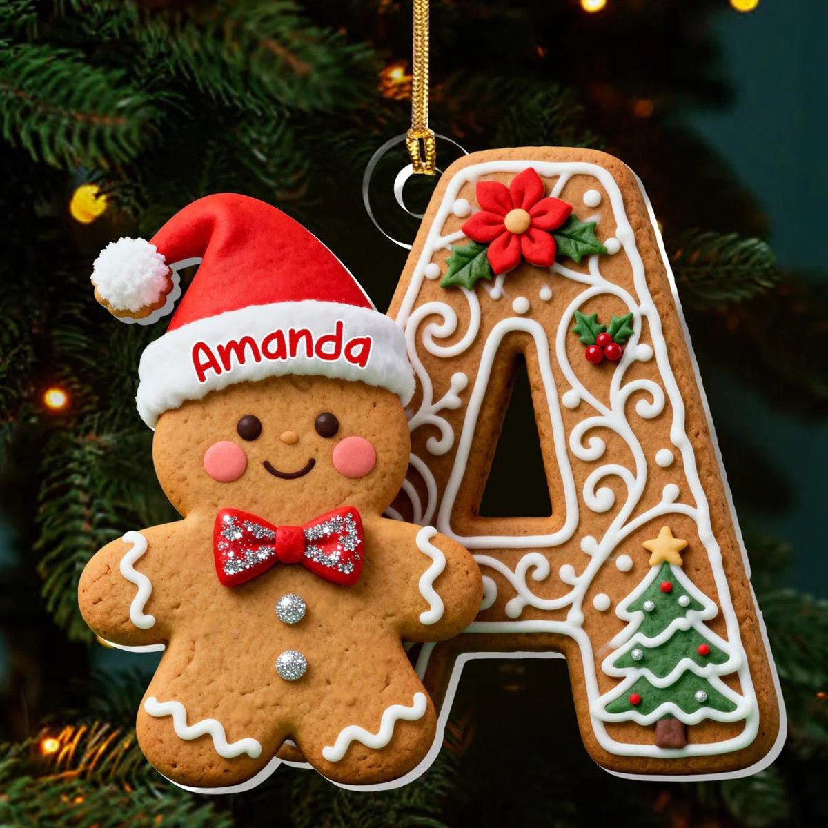 Personalized Gingerbread Letter name ornament Monogram ornament 2025 Family Ornament Custom initial ornament Christmas gift