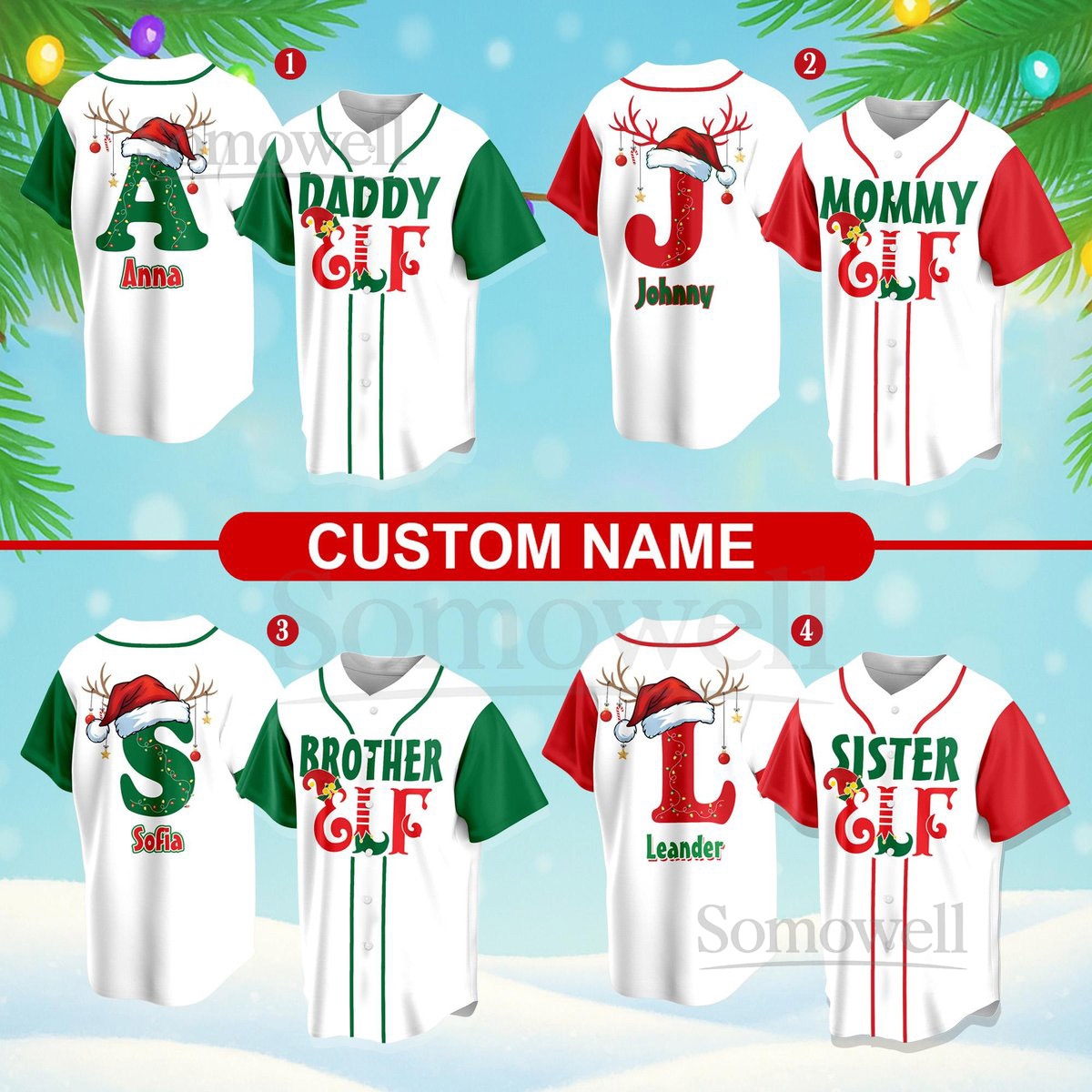 Personalized Family ELF Name And Number Baseball Jersey Custom Christmas Baseball Jersey Christmas Elf Jersey Gift For Family Matching_091