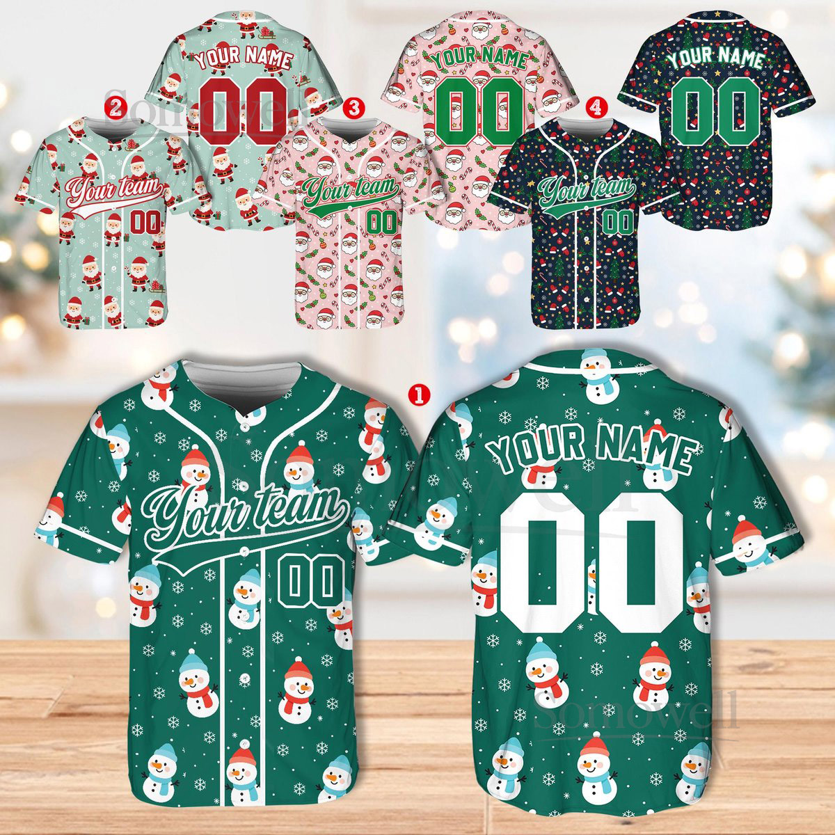 Personalized Christmas Baseball Jersey Adult Kid Youth Custom Name Number Holiday Jersey Xmas Gift Team Uniform Merry Christmas Shirt_065