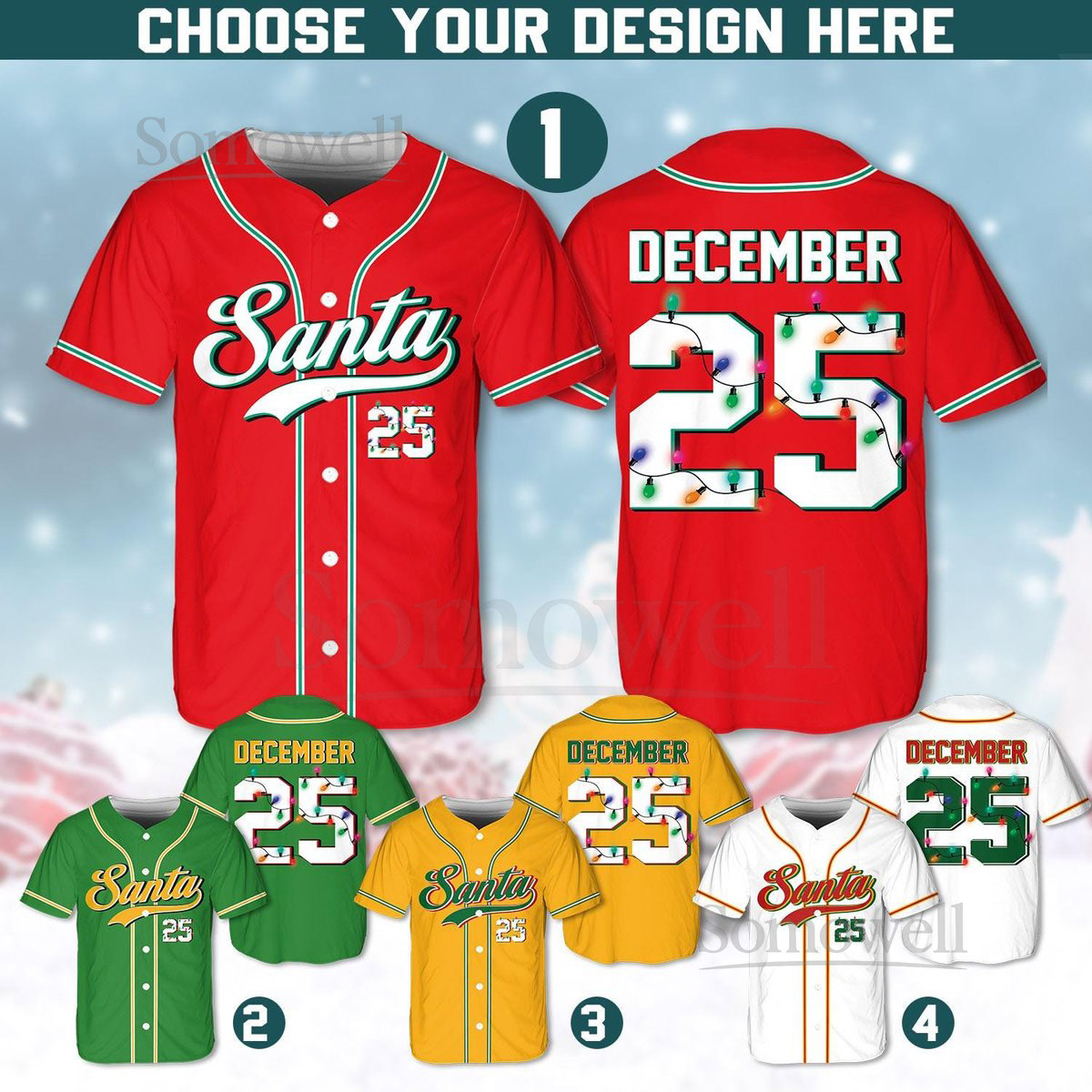Personalized Christmas Baseball Jersey Adult Kid Youth Custom Name Number Holiday Jersey Funny Xmas Gift Team Uniform Santa Claus Shirt_058
