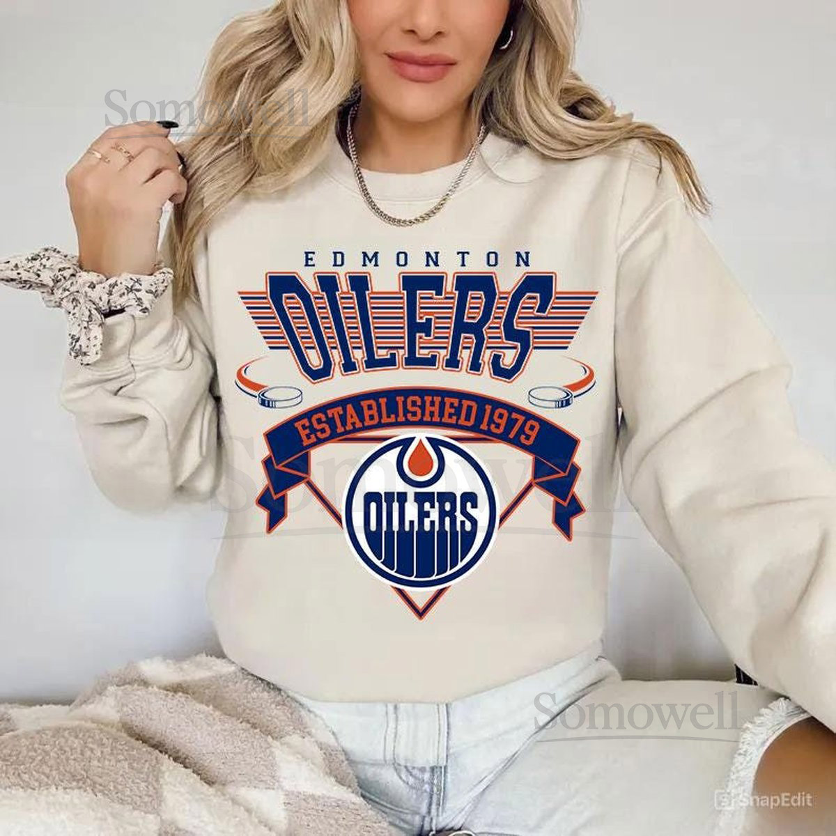 Edmonton Oilers Sweatshirt Crewneck Vintage Oilers shirt Edmonton Hockey Fan shirt Hockey Tee Oilers Sweatshirt_65