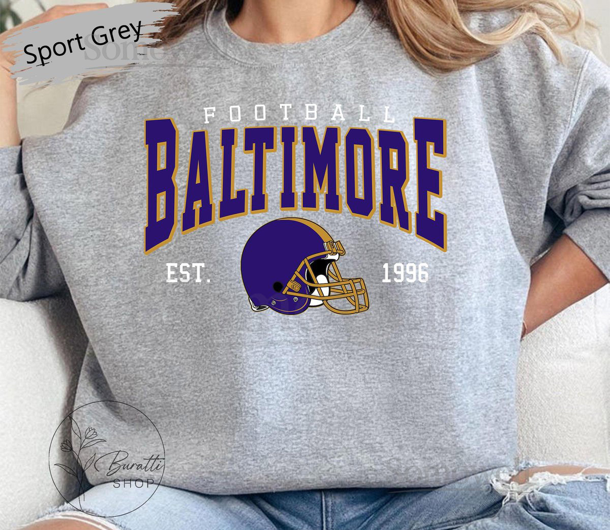 Vintage Baltimore Football Unisex Sweatshirt Baltimore Football Fan Shirt Sunday Football gift Mascot Game Day Tee Gift for Her_988