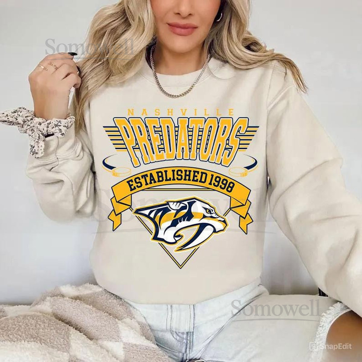 Nashville Predators Sweatshirt Crewneck Vintage Predators shirt Nashville Hockey Fan shirt Hockey Tee Predators Sweatshirt_336