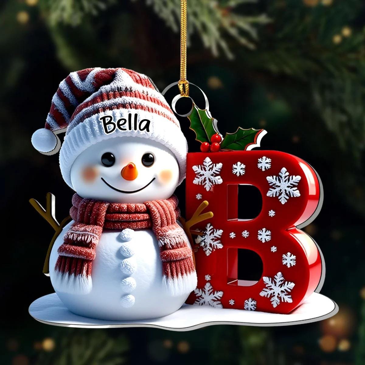 Personalized Snowman Letter Ornament Custom Christmas Initial Ornament Snowman with Name and Letter Ornament Holiday Gift Keepsake 2025