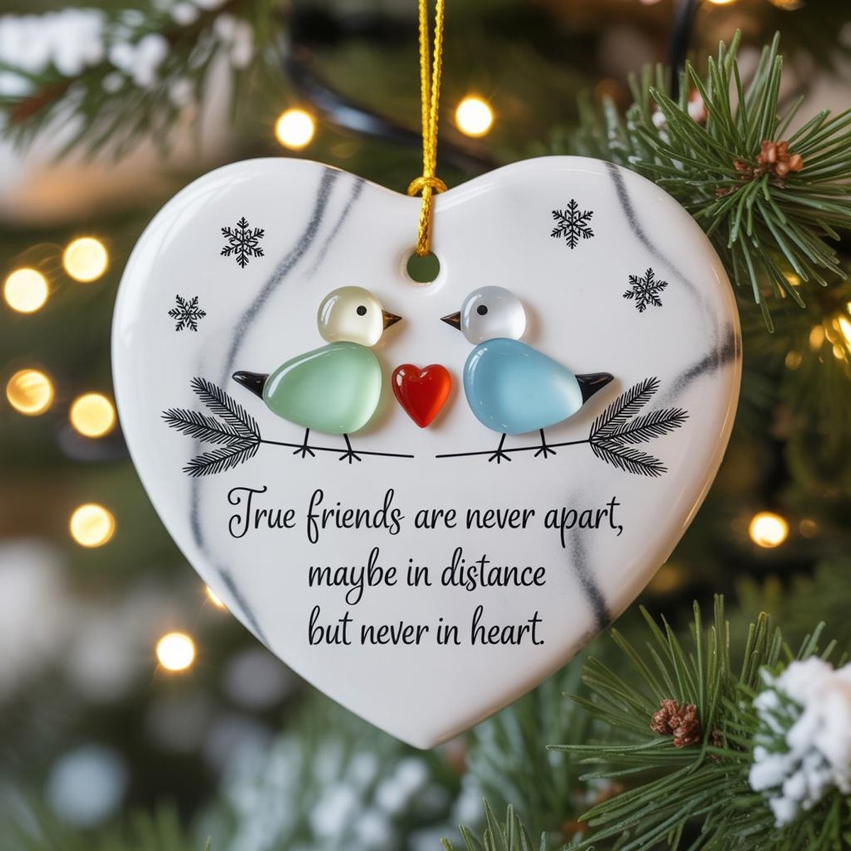 True Friends Never Apart Sea Glass Ornament 2025 Friendship Ceramic Christmas Ornament 2025 Best Friend Gift Holiday Keepsake Gift Friend