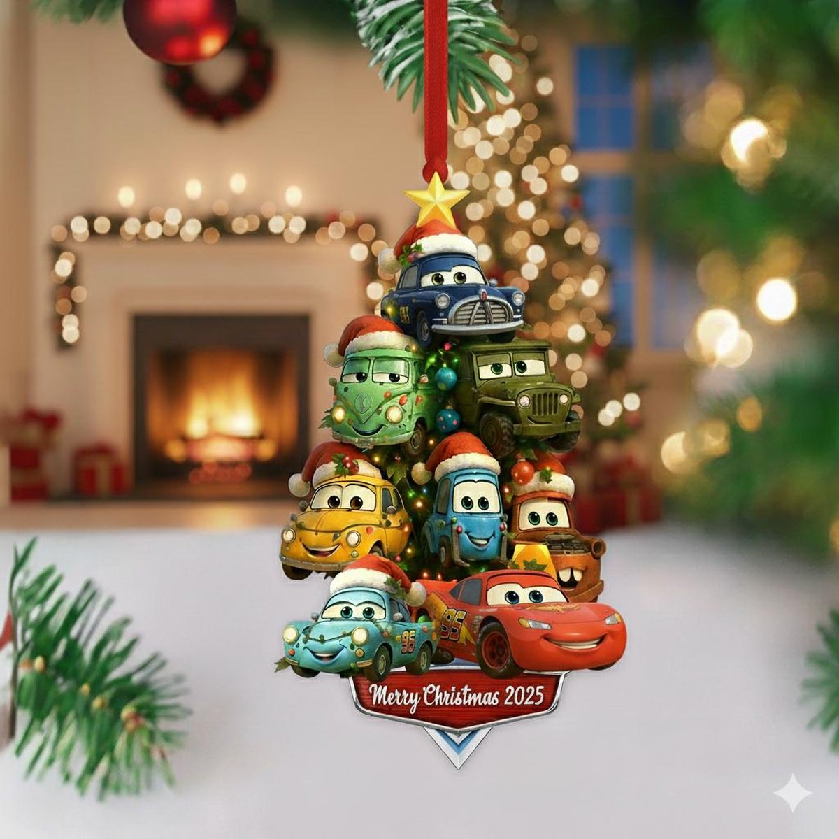 Personalize Name Cars Movie Characters Christmas Tree Acrylic Ornament Lightning McQueen Ornament Cars Ornament Christmas Tree Decor Gift