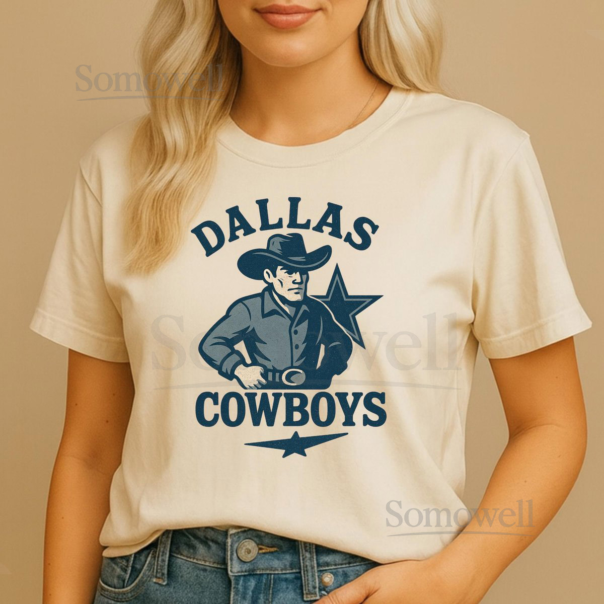 Vintage Dallas Cowboys T-Shirt Distressed Graphic Western NFL Tee_554