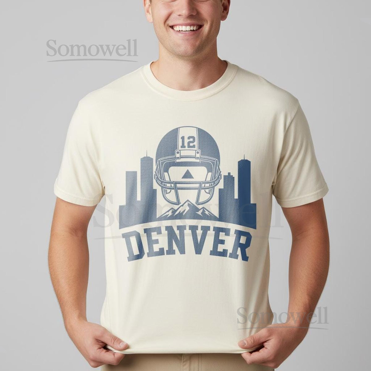Denver Football Helmet Tee City Skyline Mountain Graphic Comfort Colors Fan Shirt_344