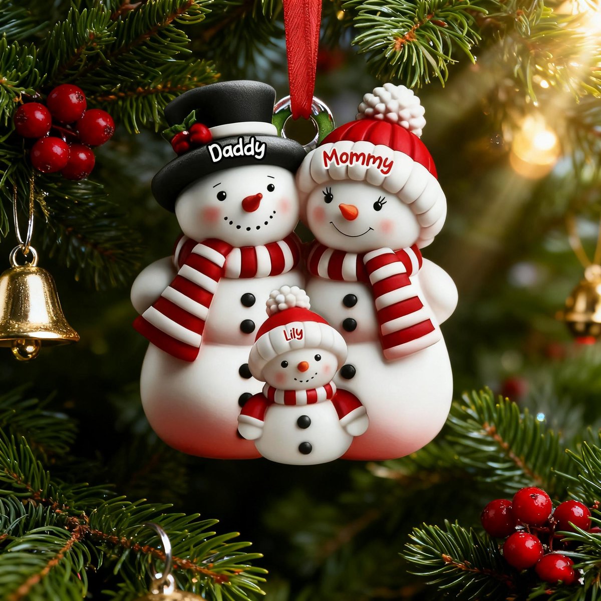 Personalized Snowman Ornament Acrylic Family Christmas Tree Decor Acrylic Snowman Family Hanging Ornament Personalized Christmas Ornaments