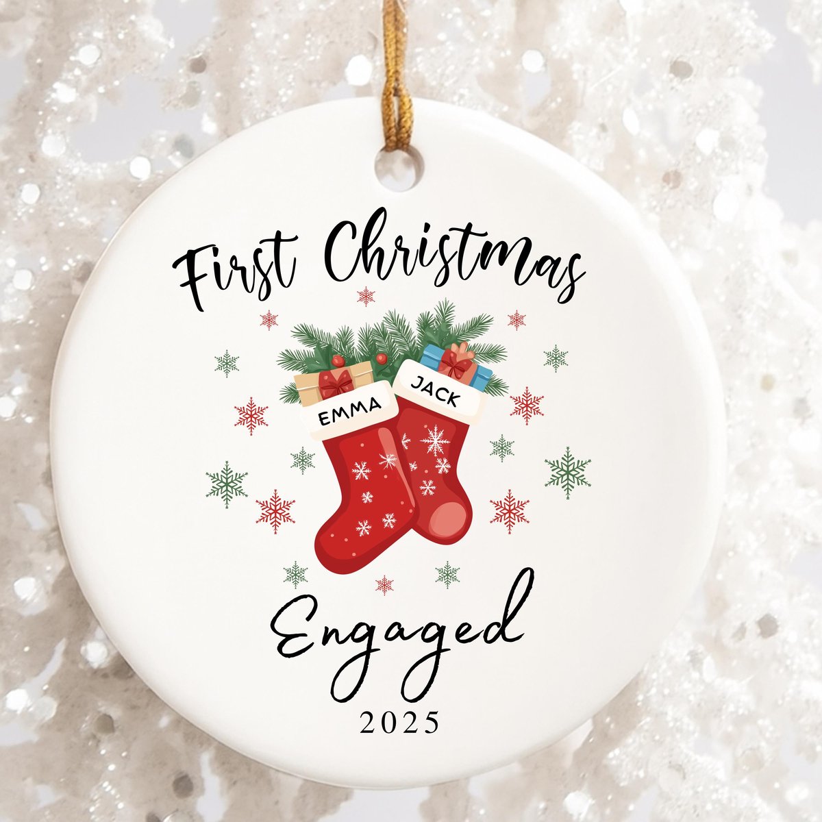 First Christmas Engaged Ornament Engagement Gifts 1st Christmas Engaged Keepsake Bauble Gifts Gifts for New Couple