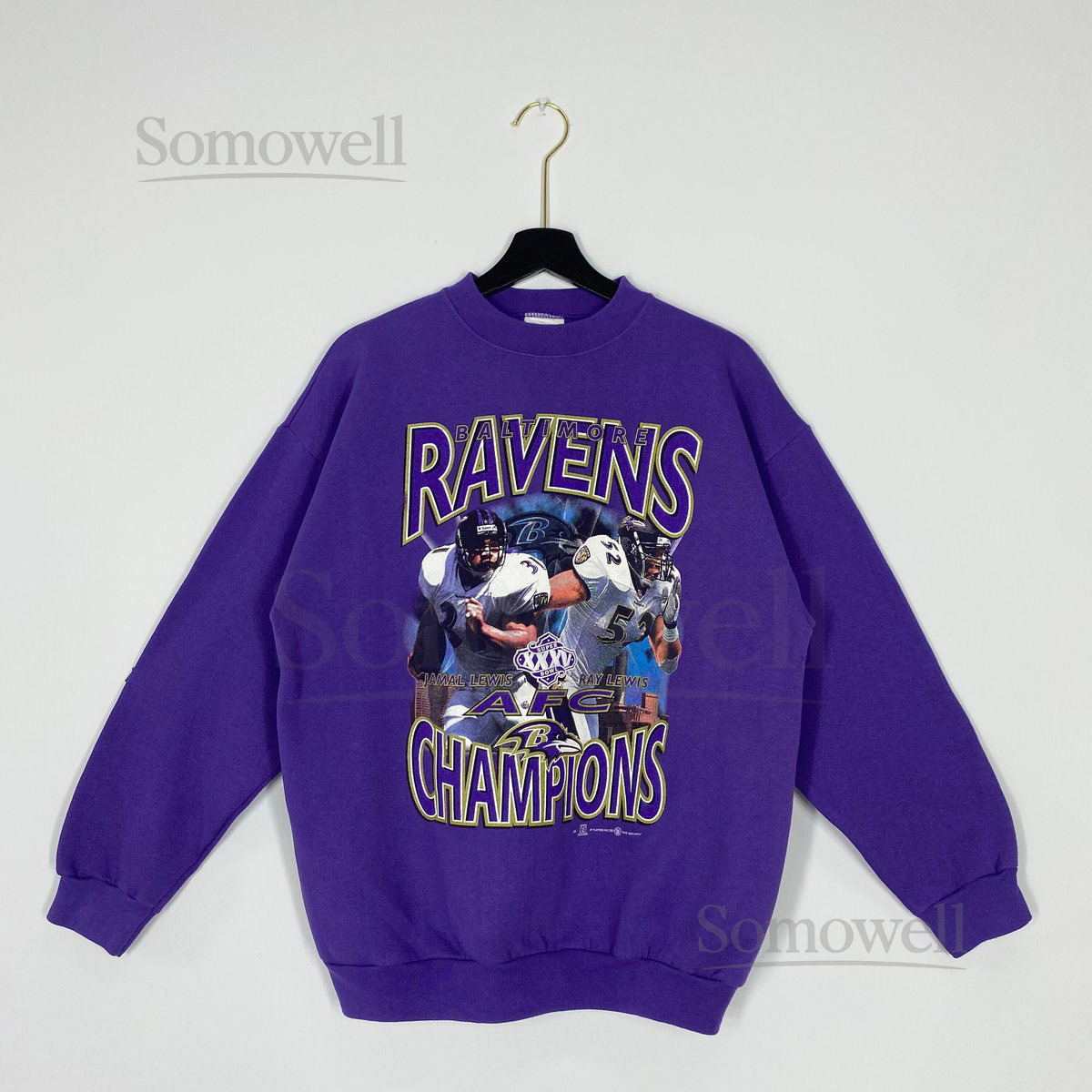 Vintage Baltimore Ravens Sweatshirt Crewneck Pullover Sportswear NFL Baltimore Ravens Print Logo Purple Medium_992