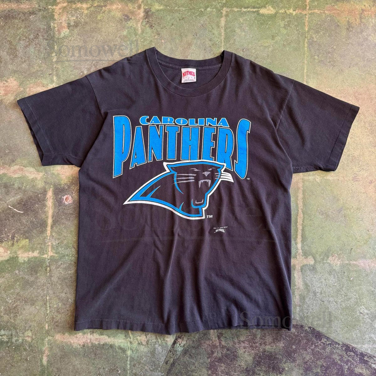 Vintage 1993 Carolina Panthers NFL Nutmeg Black T-shirt Made in USA XL_900
