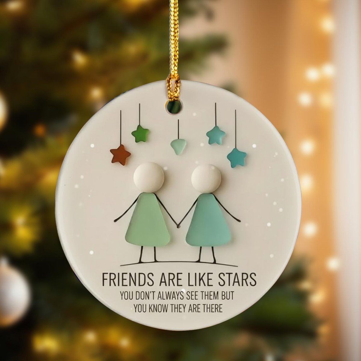 Friendship Sea Glass Ornament 3D Printed Best Friends Christmas Gift Gift for Besties Christmas Tree Decor Timeless Friendship Ornament