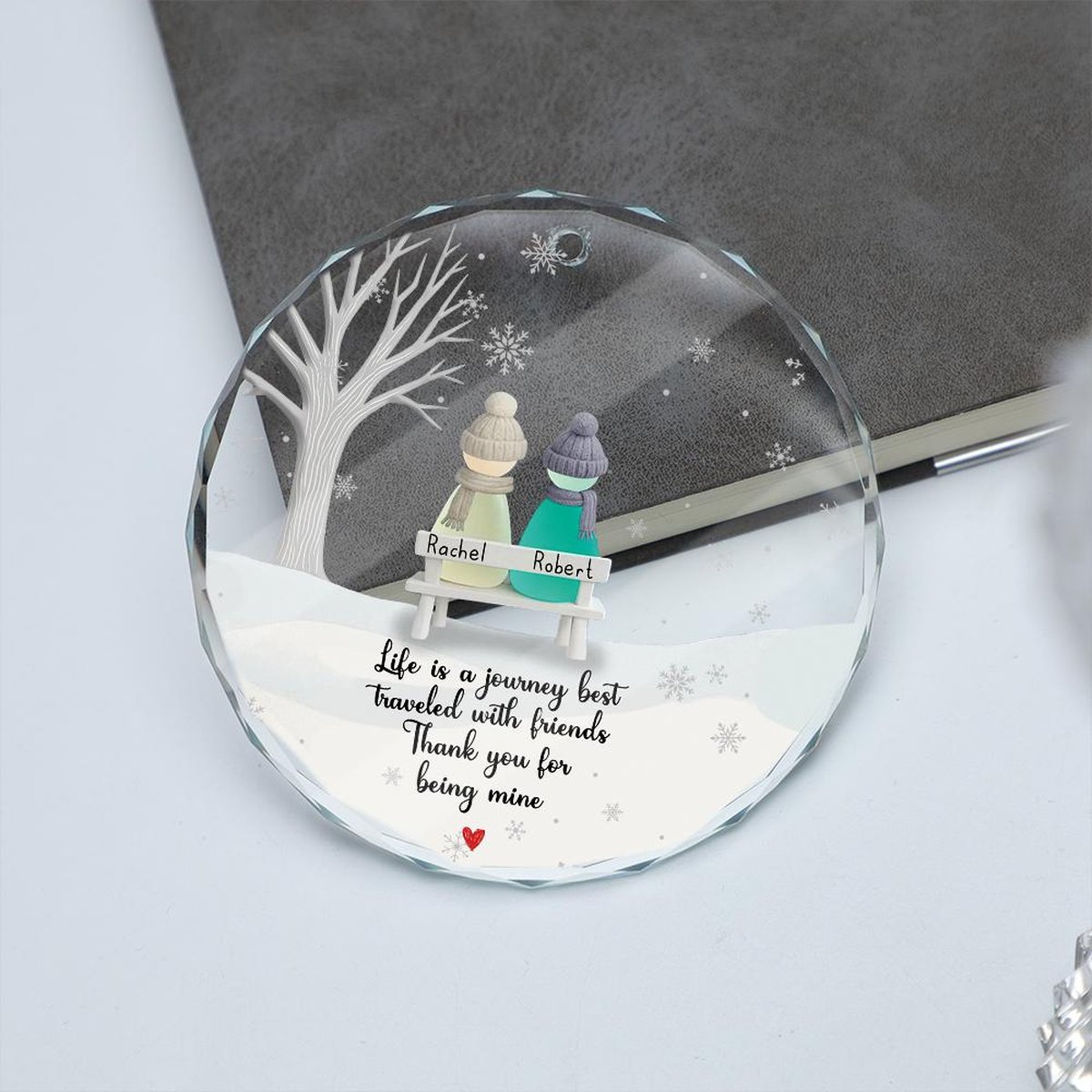 Custom Friendship Sea Glass Ornament Best Friend Christmas Decor Gift Ceramic Keepsake for Long Distance Friend
