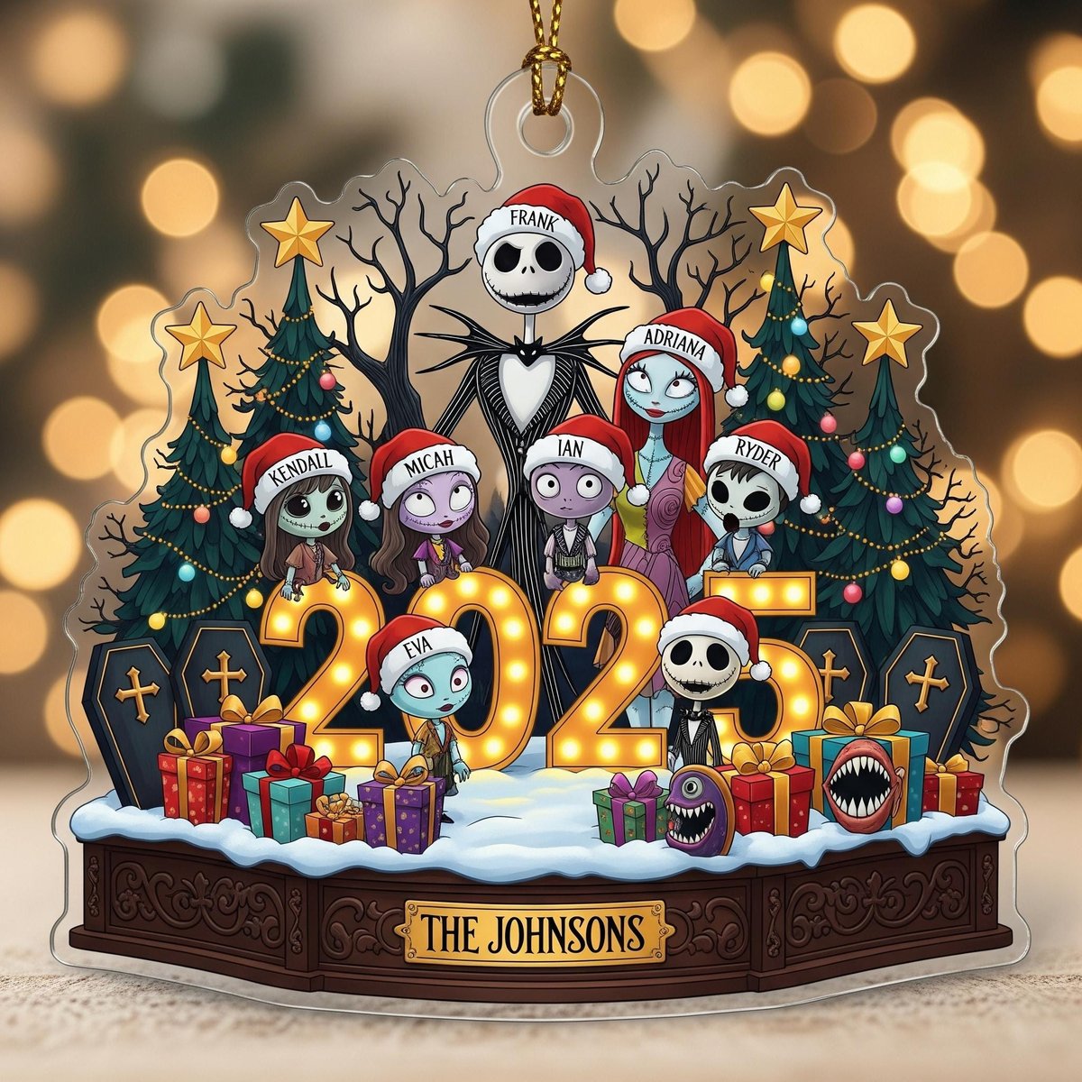 Personalized Nightmare Family Christmas Ornament 2025 Custom Halloween Couple Ornament Cute Gothic Xmas Tree Decor Gift for Family