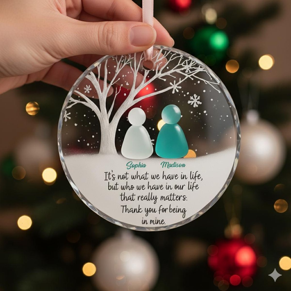 Sea Glass Friendship Ornament Personalized Friend Gift Thank You Gift for Best Friend Sea Glass Glass Ornament