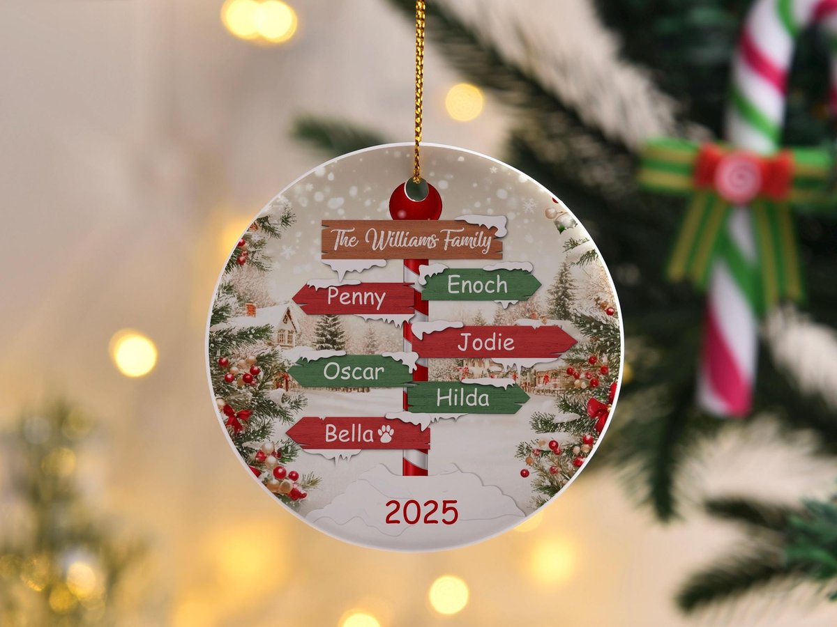 2025 Family Christmas Ornament Personalized Ornament with Names Custom Christmas Tree Ornament Holiday Keepsake Xmas Decor Xmas Gift