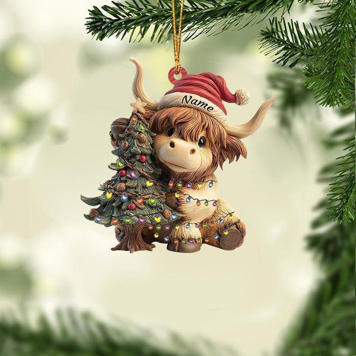 Personalized Highland Cow Christmas Ornament Highland Cow Ornament Hanging Funny Cattle Ornament Highland Cow Lovers Gift_4388415533